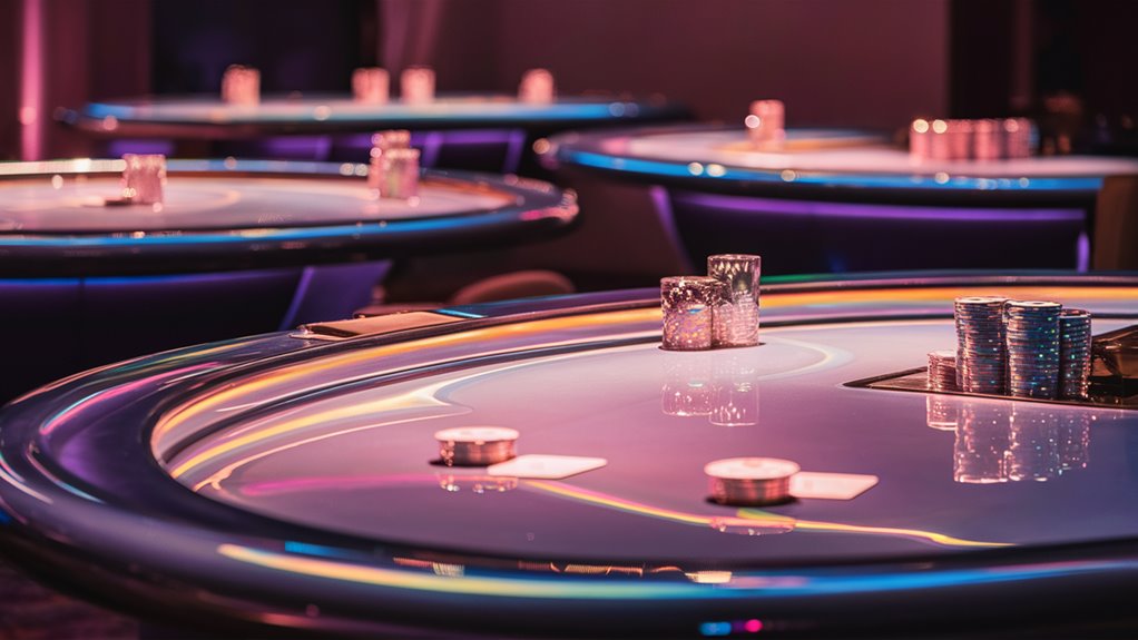 rainbow hued casino table edges