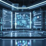 벤더 정산 API 호출 우선순위 자동 스케줄러 시스템의 3D 디지털 네트워크와 흐름도가 보이는 장면