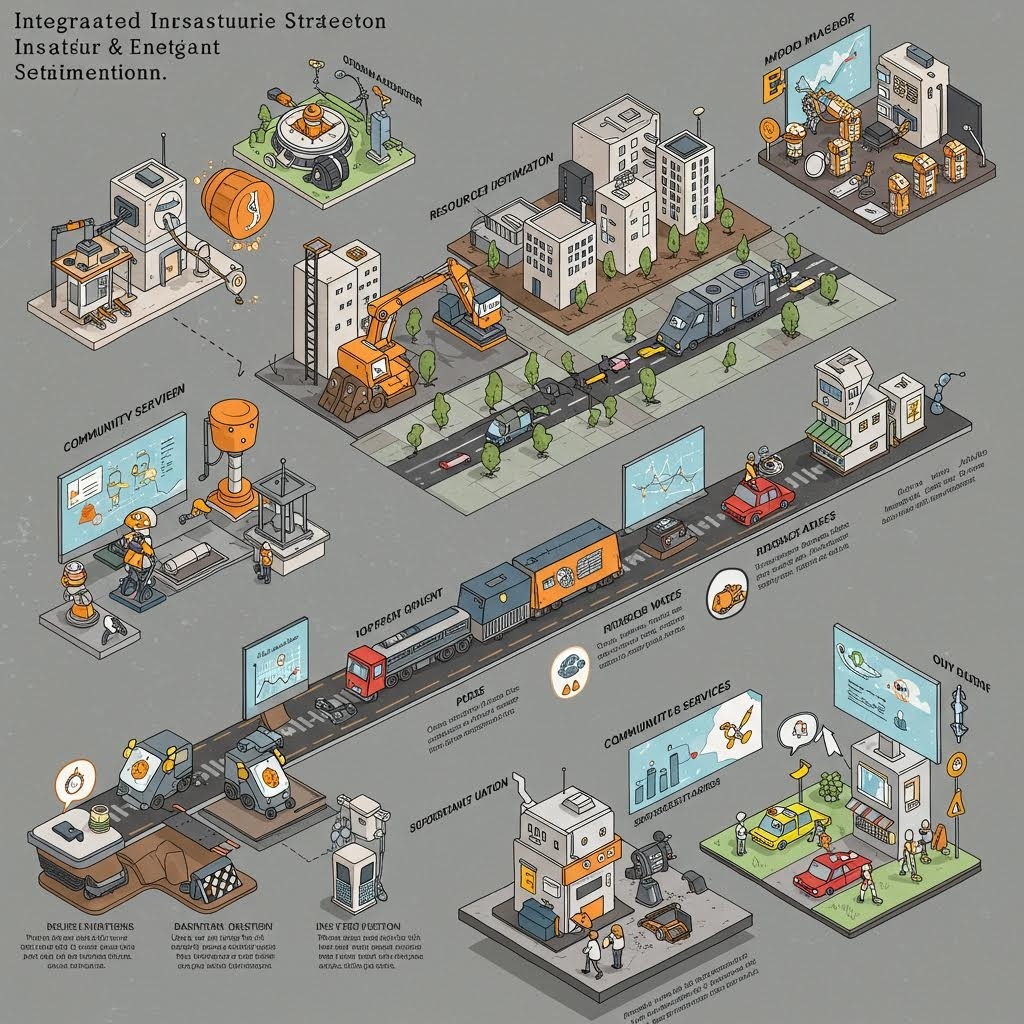 루믹스 통합 인프라 스트럭처 스마트 시티 세틀먼트 아이소메트릭 맵