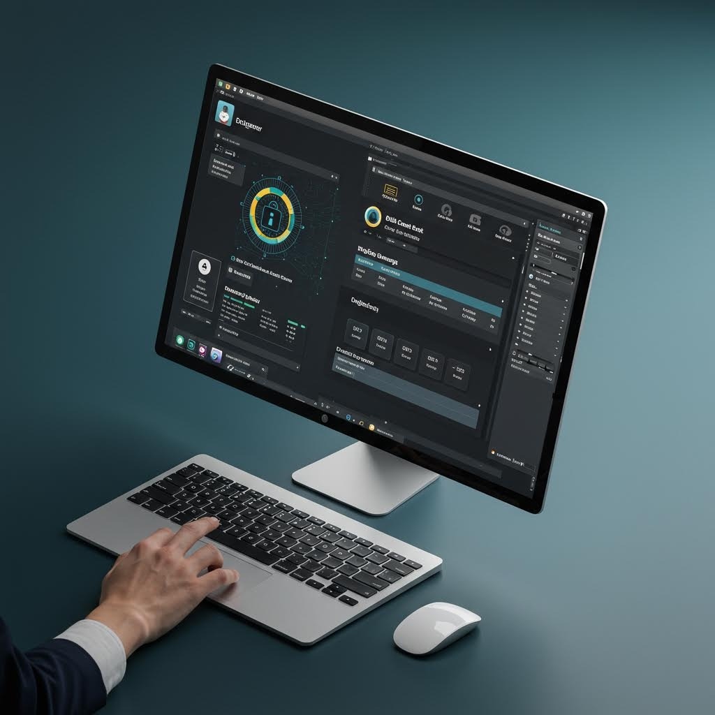 루믹스 금융 대시보드 데스크톱 모니터 다크 모드 인터페이스