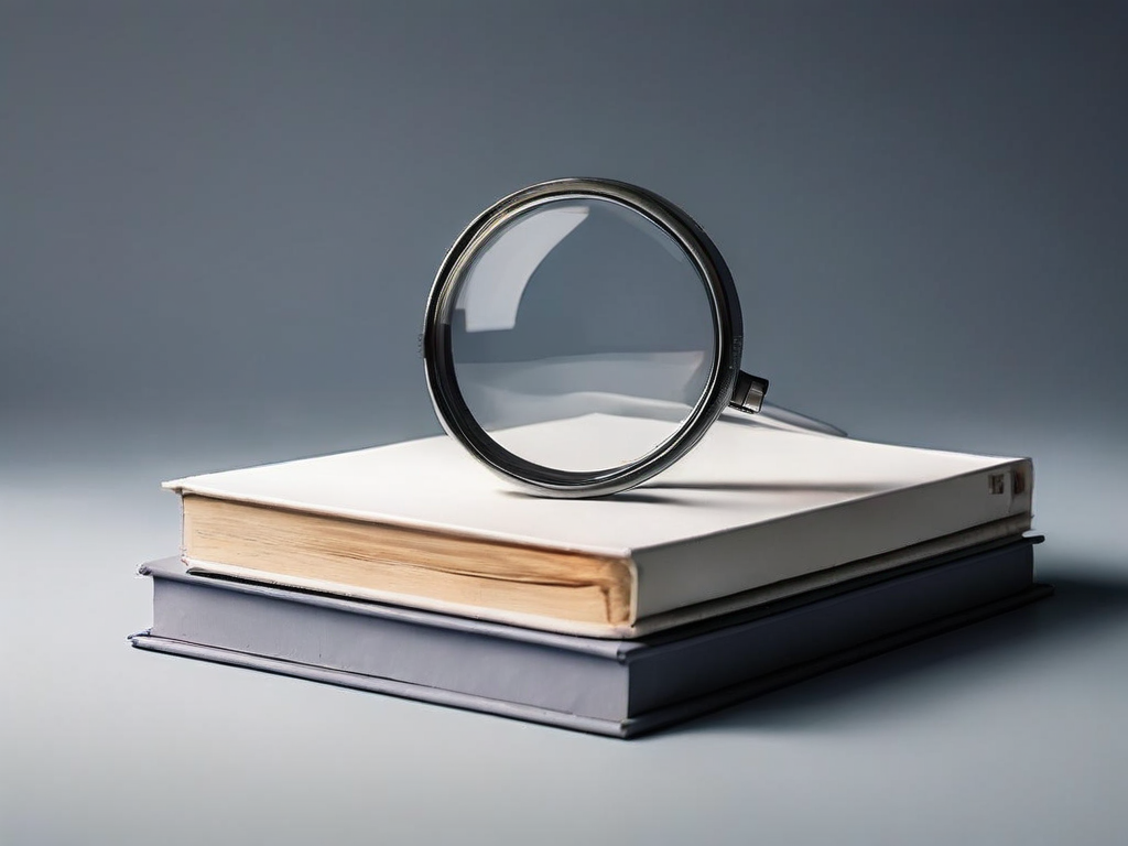 Magnifying glass inspecting a sealed archive box with red error markers on blank label sleeves.